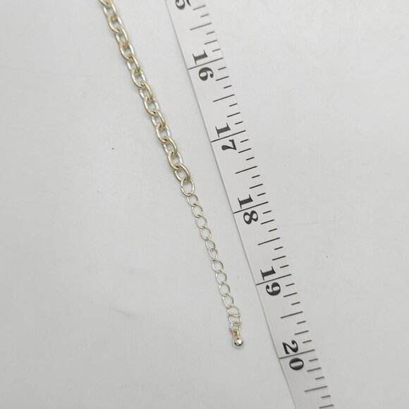 Blue Green Acrylic Statement Flower Necklace With Silver Chain Lobster Clasp - Picture 8 of 8